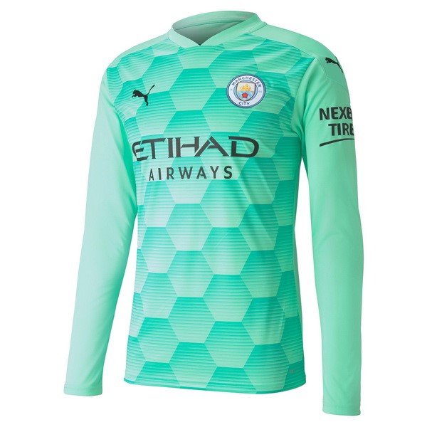 Camiseta Manchester City Replica Segunda Ropa ML Portero 2020/21 Verde